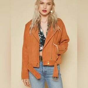 Free People Drapey Suede Moto Jacket Sz M Bronze (orig. $420)